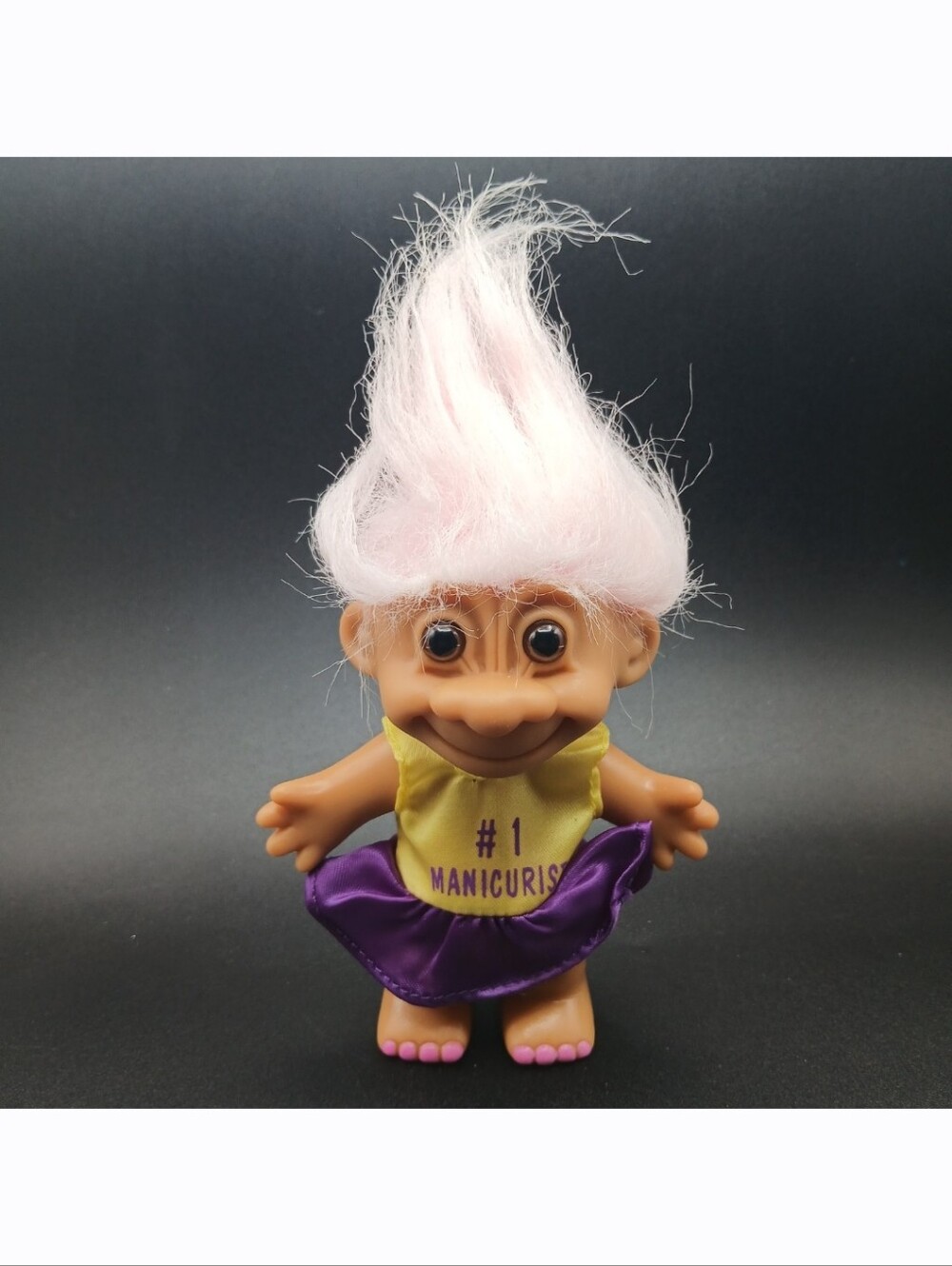 Vintage Russ Troll Doll 5" Light Pink Hair #1 Manicurist Pink Toe Nails Toy